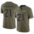 Elroe S.Seahawks #21 Devon Witherspoon Player Salute to Service Olive Stitched Jerseys