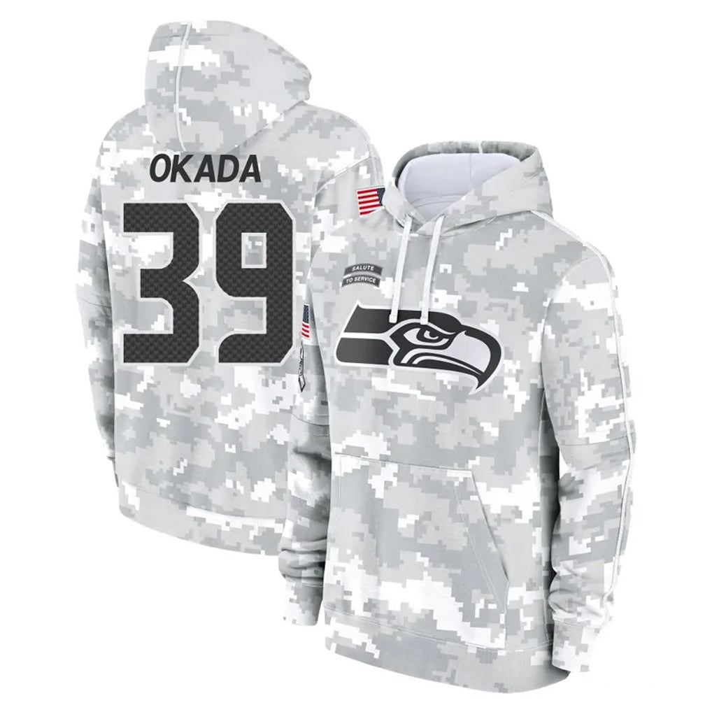 Elroe S.Seahawks #39 Ty Okada Player Arctic Camo Limited Salute to Service Pullover Hoodies Game Stitched Jerseys