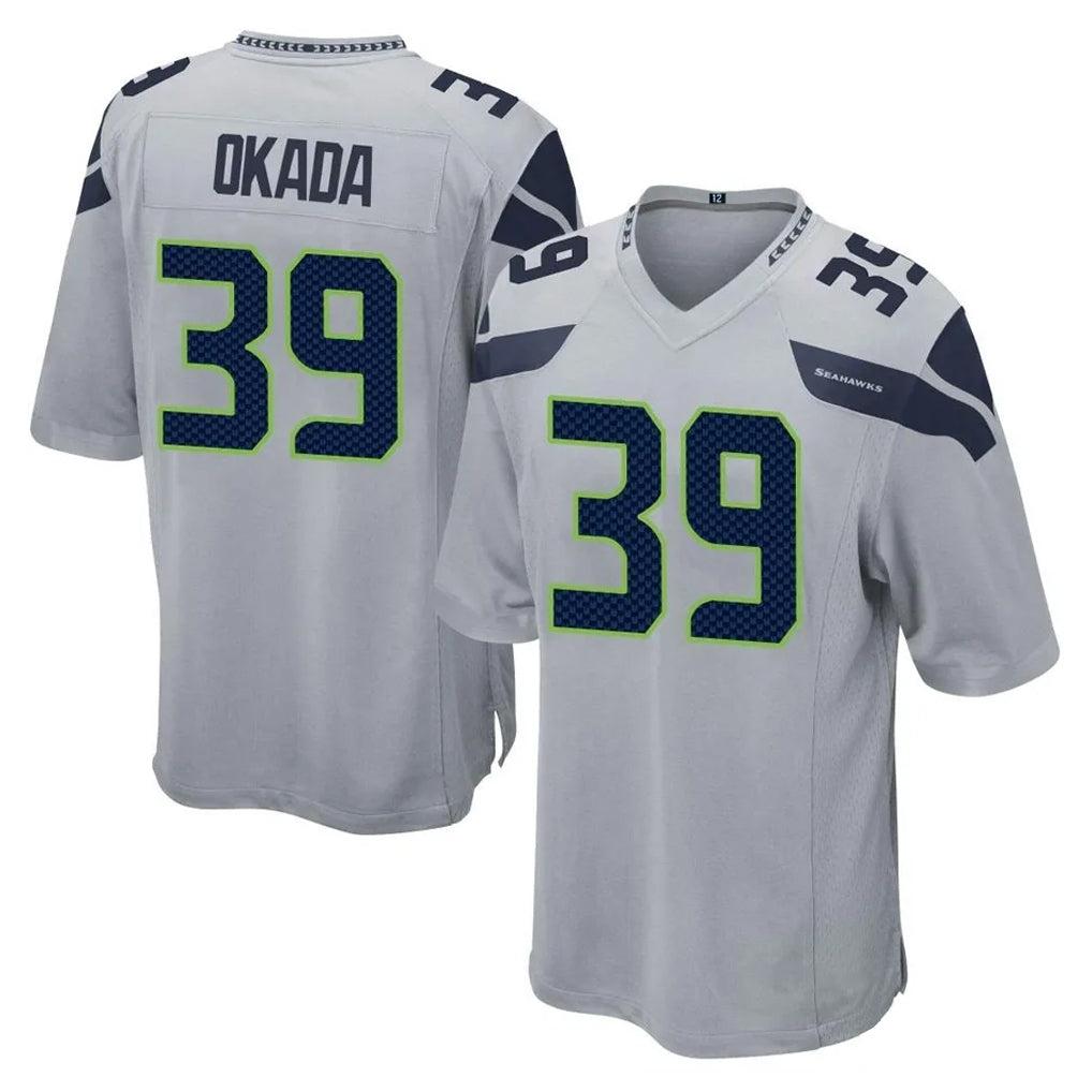 Elroe S.Seahawks #39 Ty Okada Player Gray Home Game Stitched Jerseys