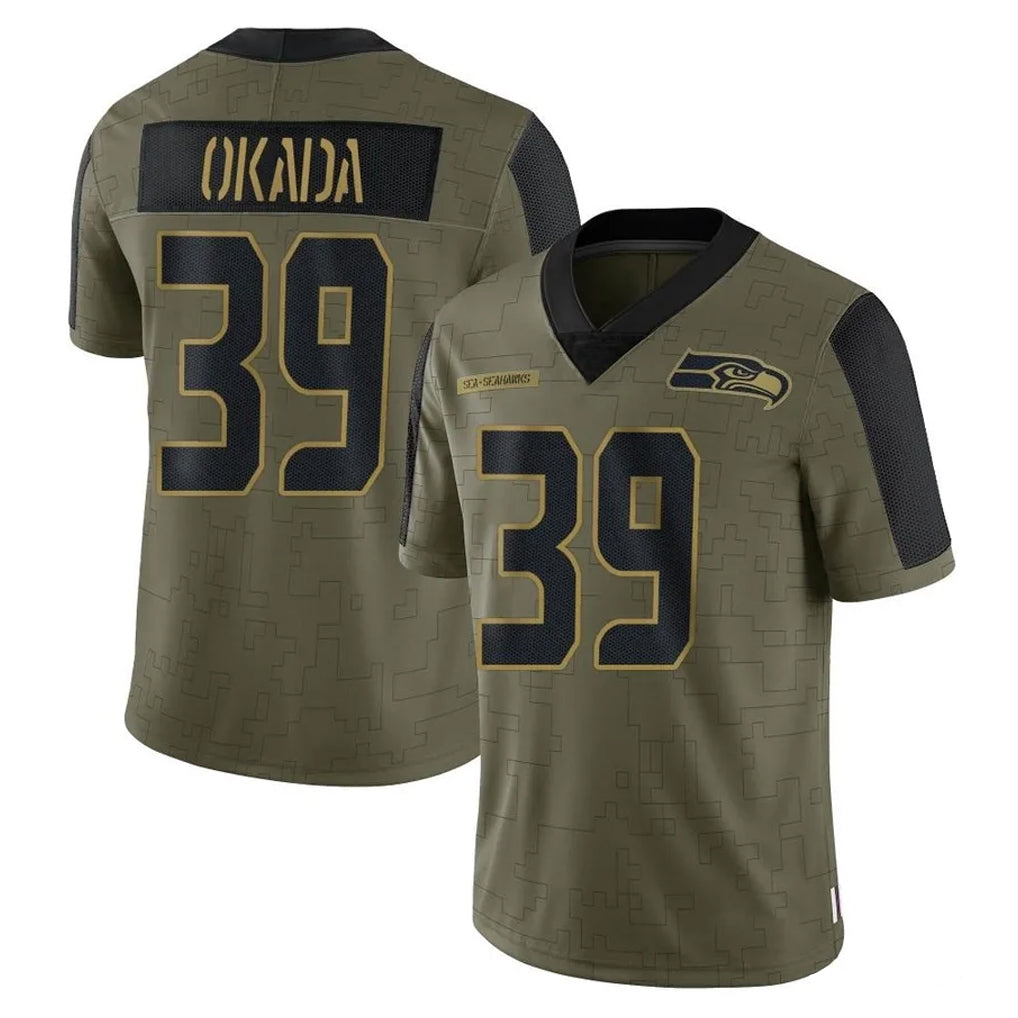 Elroe S.Seahawks #39 Ty Okada Player Olive Salute To Service Limited Game Stitched Jerseys