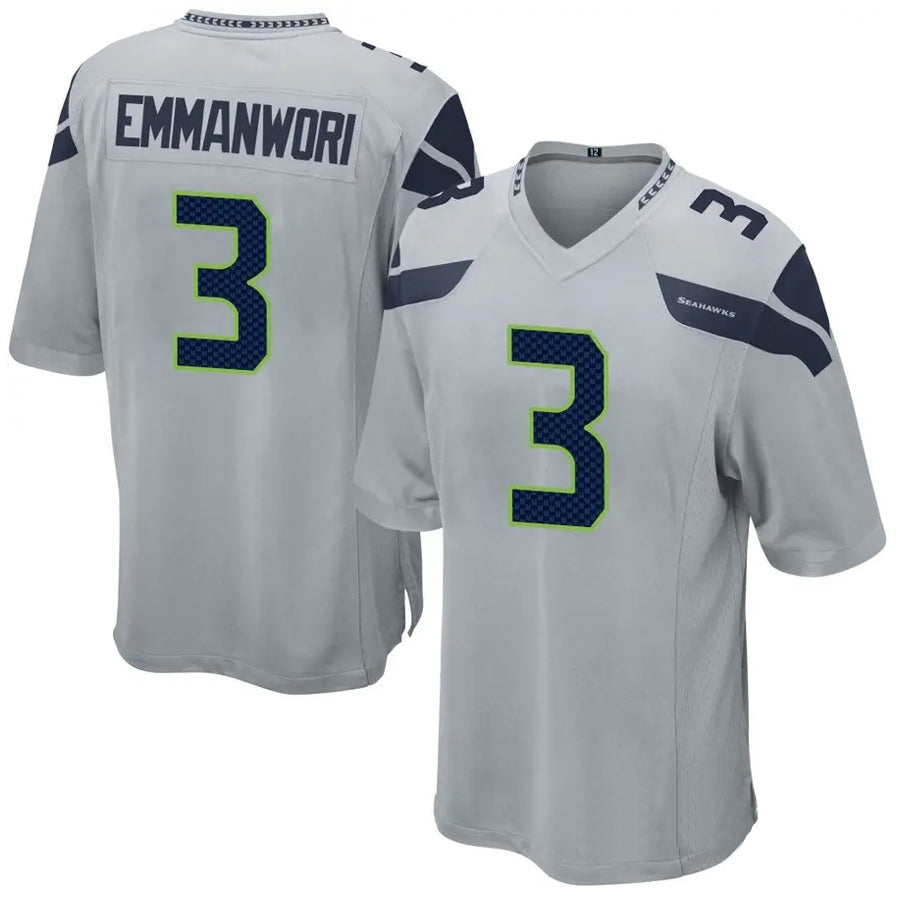 Elroe S.Seahawks #3 Nick Emmanwori Player Grey Game Football Jerseys