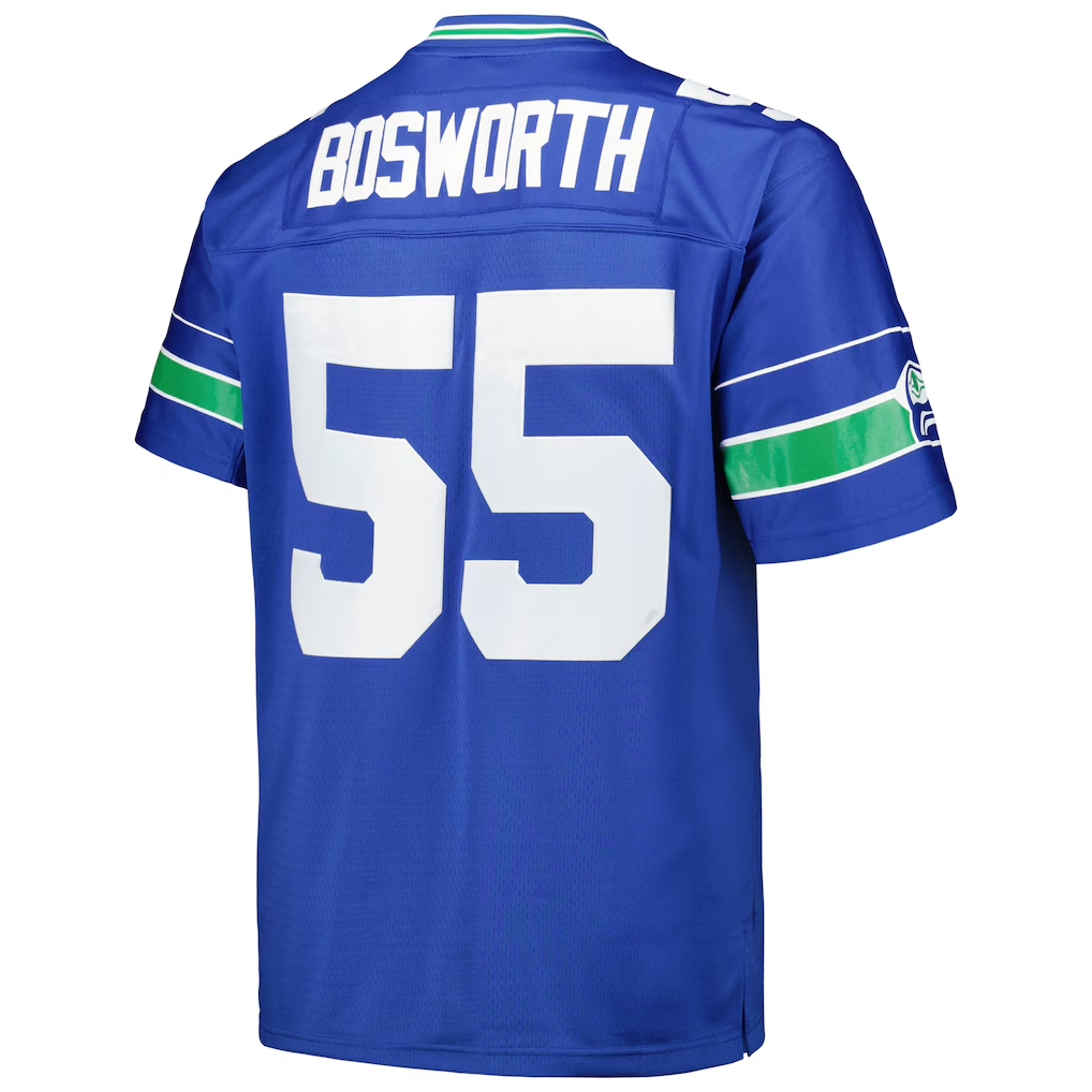 Elroe S.Seahawks #55 Brian Bosworth Mitchell & Ness Royal Big & Tall 1987 Legacy Retired Player Stitched Puhic Jersey