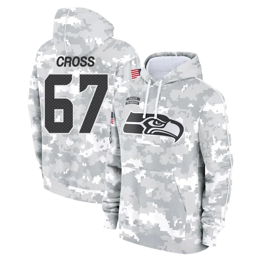 Elroe S.Seahawks #67 Charles Cross Player Arctic Camo Limited Salute to Service Pullover Hoodies Game Stitched Jerseys