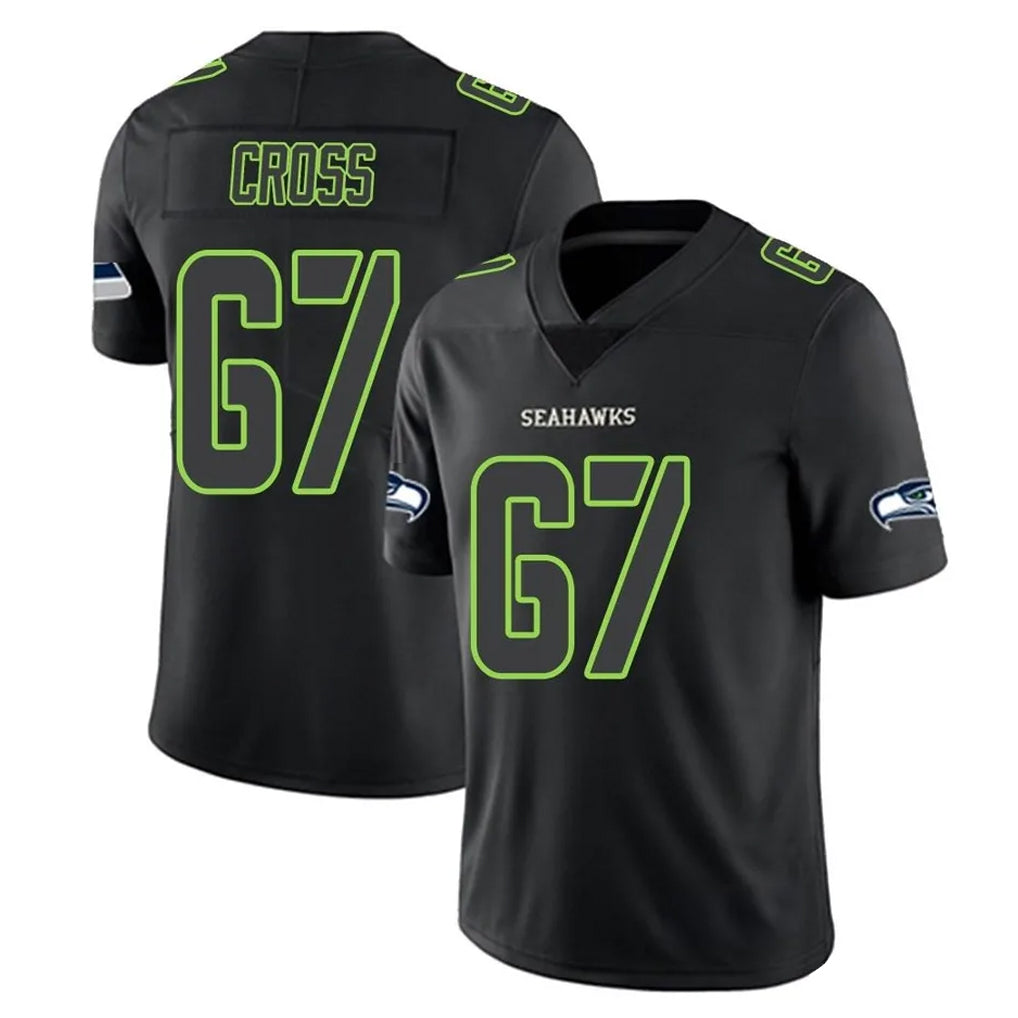 Elroe S.Seahawks #67 Charles Cross Player Black Impact Limited Home Game Stitched Jerseys