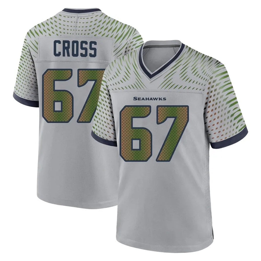 Elroe S.Seahawks #67 Charles Cross Player Grey 2025 Rivalries Collection Home Game Stitched Jerseys