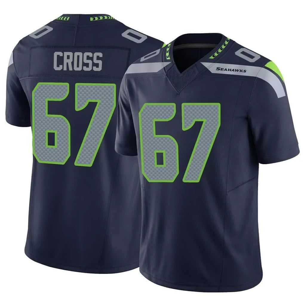 Elroe S.Seahawks #67 Charles Cross Player Navy Limited Vapor F.U.S.E. Home Game Stitched Jerseys