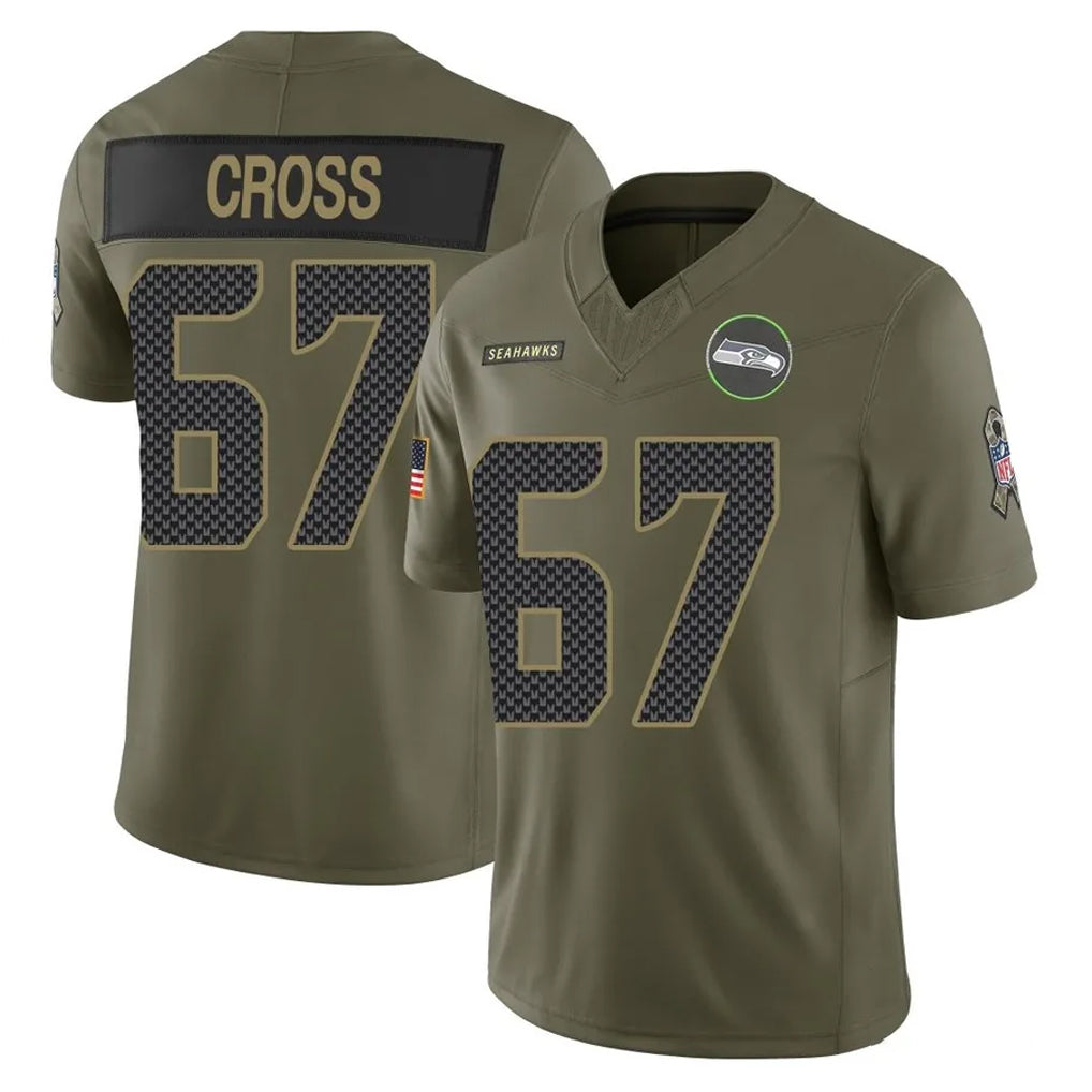 Elroe S.Seahawks #67 Charles Cross Player Olive 2025 Salute To Service Limited Home Game Stitched Jerseys