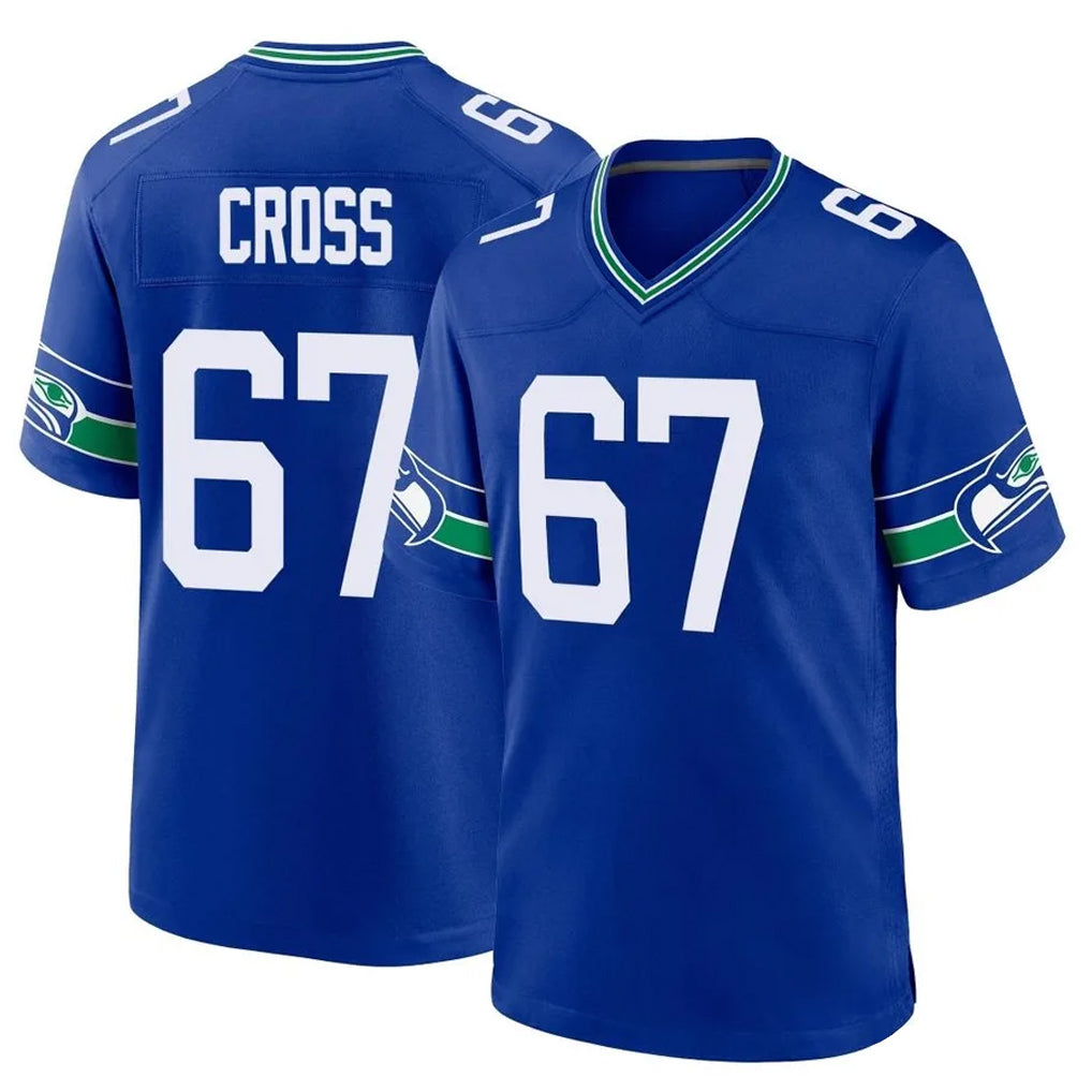 Elroe S.Seahawks #67 Charles Cross Player Royal Throwback Home Game Stitched Jerseys