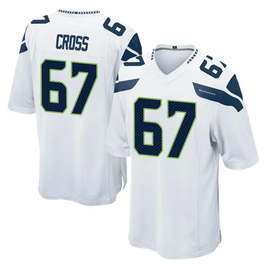 Elroe S.Seahawks #67 Charles Cross Player White Home Game Stitched Jerseys