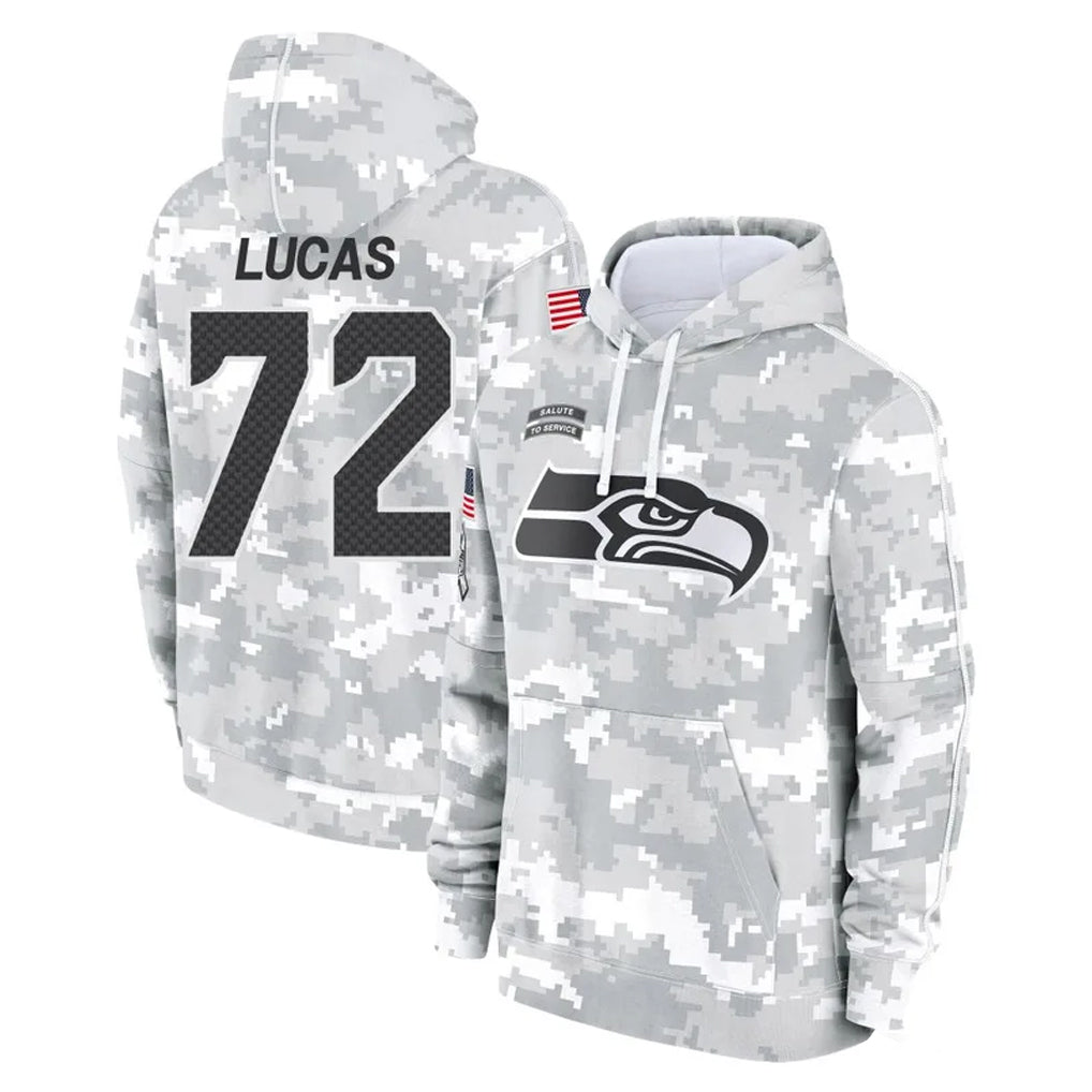 Elroe S.Seahawks #72 Abraham Lucas Player Arctic Camo Limited Salute to Service Pullover Hoodies Game Stitched Jerseys