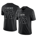 Elroe S.Seahawks #72 Abraham Lucas Player Black Limited Reflective Home Game Stitched Jerseys