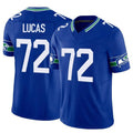Elroe S.Seahawks #72 Abraham Lucas Player Royal Limited Throwback Vapor F.U.S.E. Home Game Stitched Jerseys