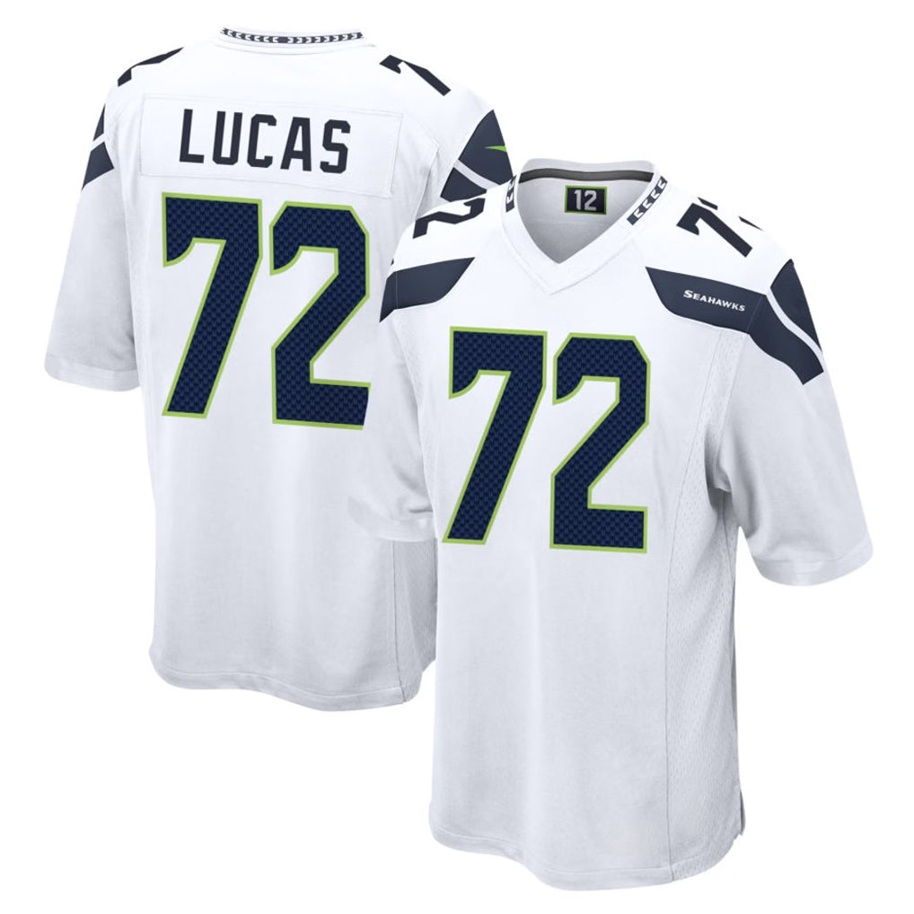 Elroe S.Seahawks #72 Abraham Lucas Player White Home Game Stitched Jerseys