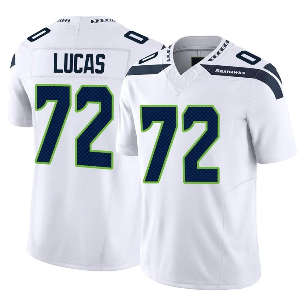 Elroe S.Seahawks #72 Abraham Lucas Player White Limited Vapor F.U.S.E. Home Game Stitched Jerseys