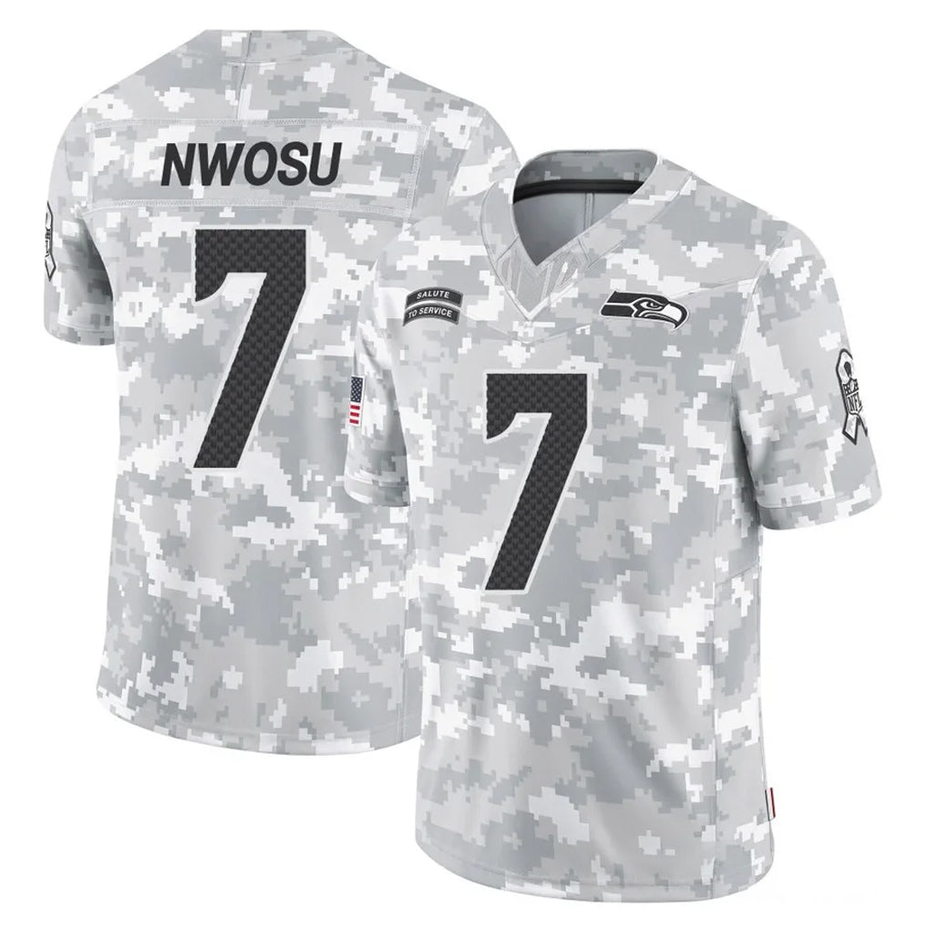 Elroe S.Seahawks #7 Uchenna Nwosu Player Arctic Camo Limited Salute To Service Home Game Stitched Jerseys