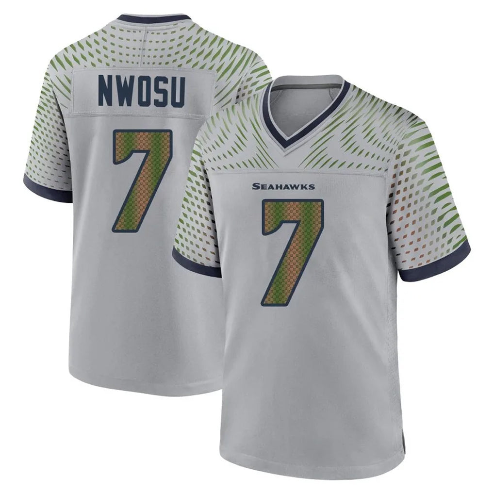 Elroe S.Seahawks #7 Uchenna Nwosu Player Grey 2025 Rivalries Collection Home Game Stitched Jerseys