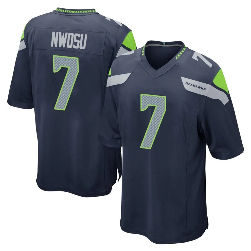 Elroe S.Seahawks #7 Uchenna Nwosu Player Navy Home Game Stitched Jerseys