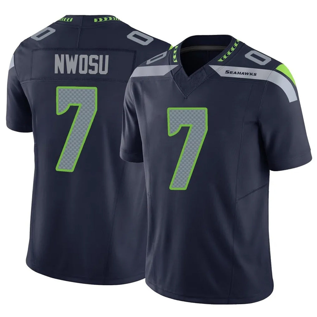 Elroe S.Seahawks #7 Uchenna Nwosu Player Navy Limited Vapor F.U.S.E. Home Game Stitched Jerseys
