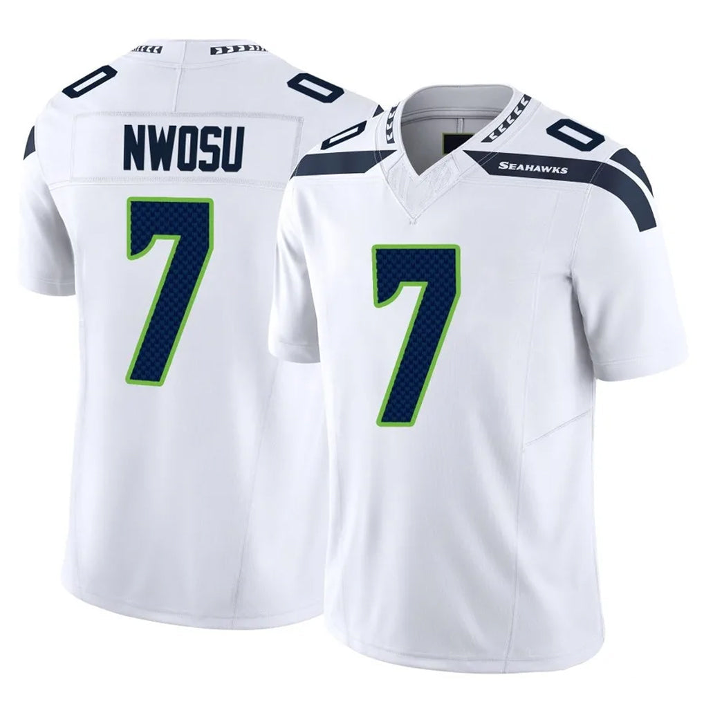 Elroe S.Seahawks #7 Uchenna Nwosu Player White Limited Vapor F.U.S.E. Home Game Stitched Jerseys