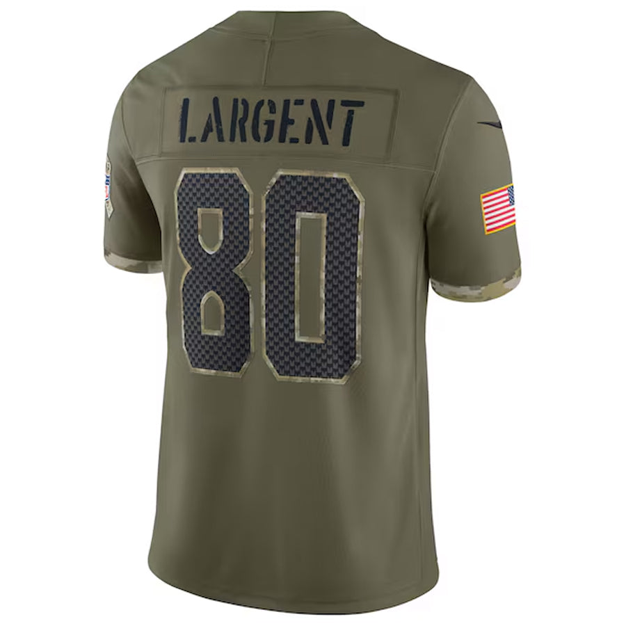 Elroe S.Seahawks #80 Steve Largent Player Salute to Service Olive Stitched Jerseys
