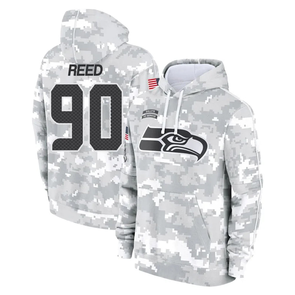 Elroe S.Seahawks #90 Jarran Reed Player Arctic Camo Limited Salute to Service Pullover Hoodies Game Stitched Jerseys