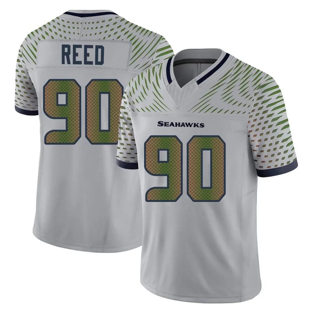 Elroe S.Seahawks #90 Jarran Reed Player Grey Limited 2025 Rivalries Collection Home Game Stitched Jerseys