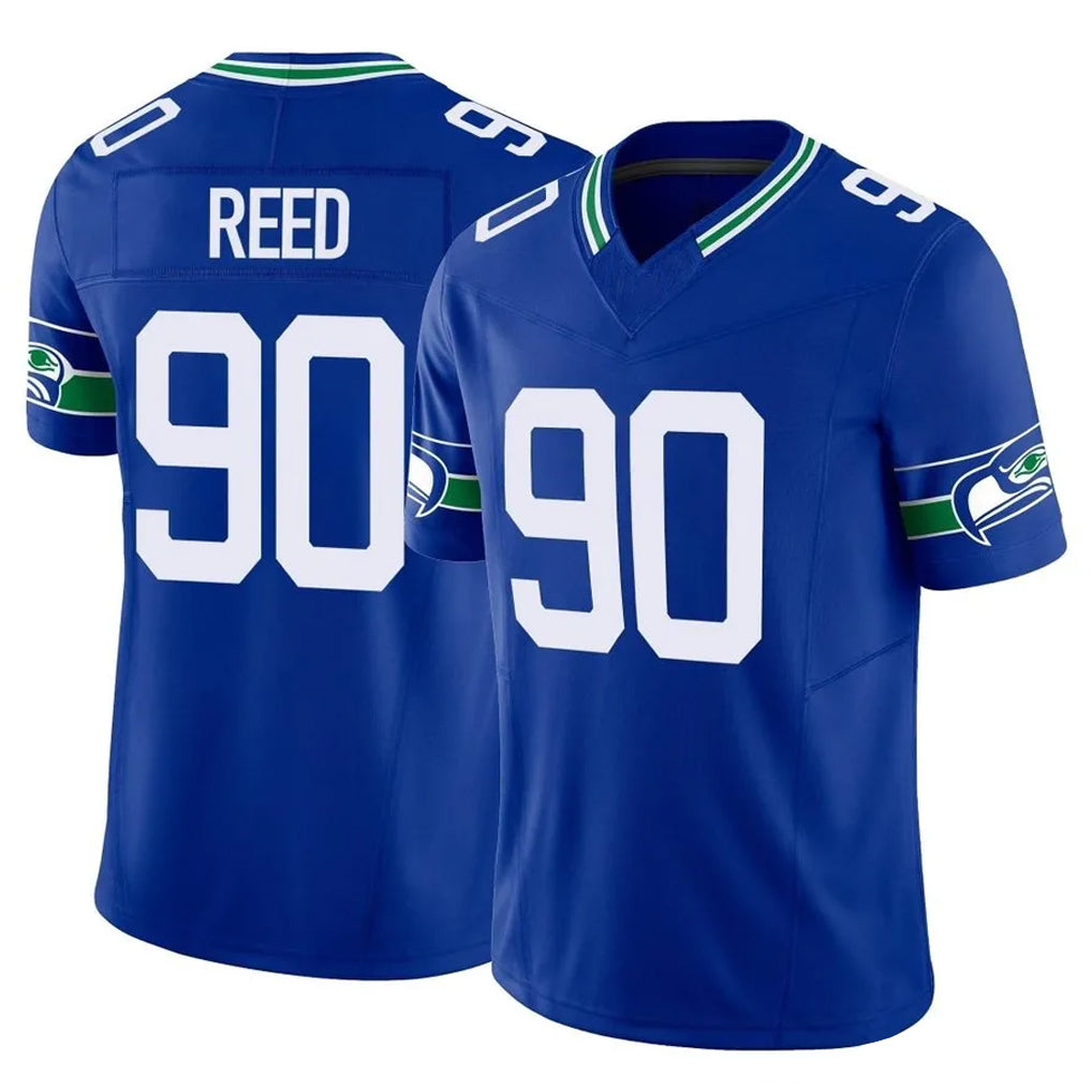 Elroe S.Seahawks #90 Jarran Reed Player Royal Limited Throwback Vapor F.U.S.E. Home Game Stitched Jerseys