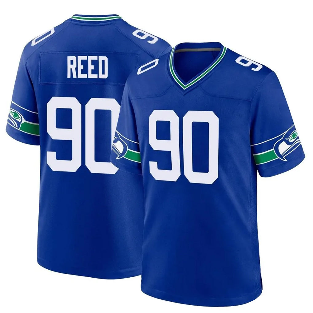 Elroe S.Seahawks #90 Jarran Reed Player Royal Throwback Home Game Stitched Jerseys