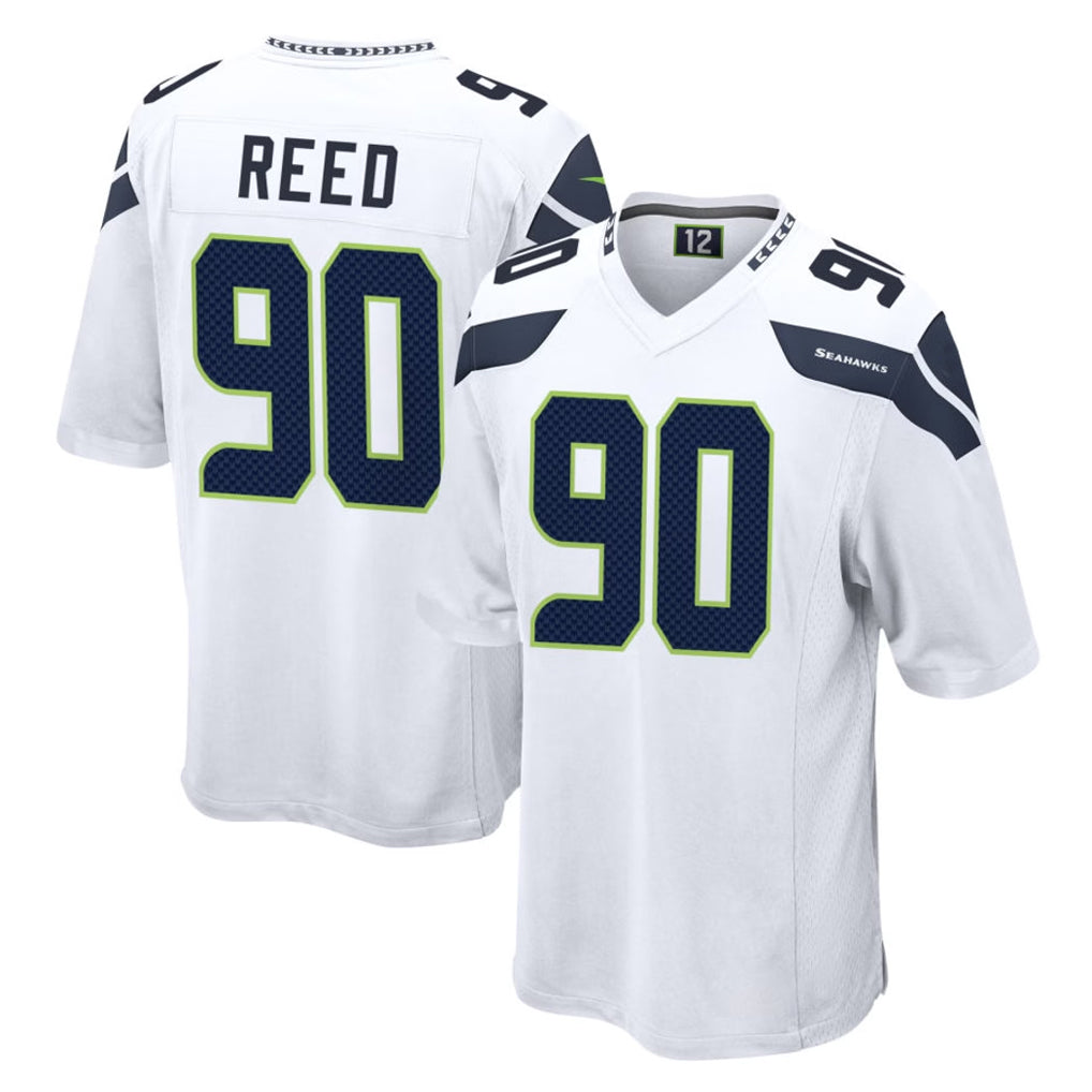 Elroe S.Seahawks #90 Jarran Reed Player White Home Game Stitched Jerseys