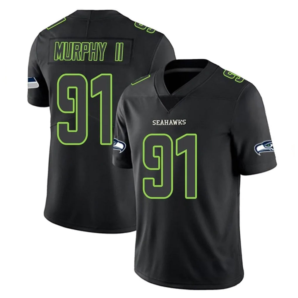 Elroe S.Seahawks #91 Byron Murphy II Player Black Impact Limited Home Game Stitched Jerseys