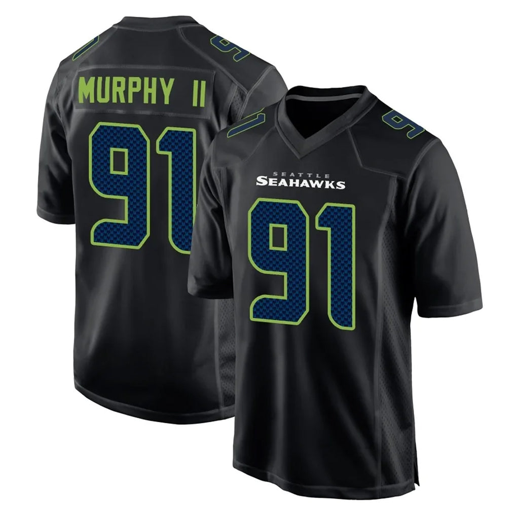 Elroe S.Seahawks #91 Byron Murphy II Player Black Limited Fashion Home Game Stitched Jerseys