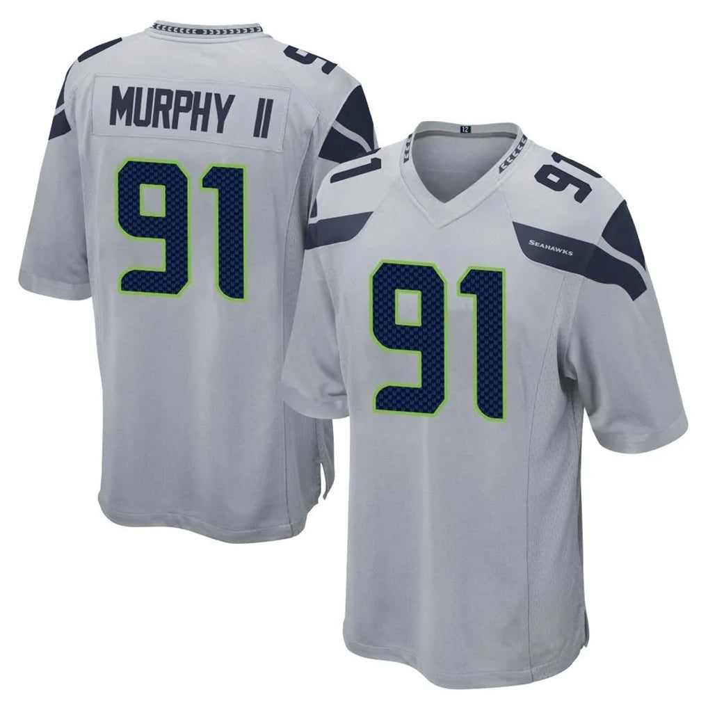 Elroe S.Seahawks #91 Byron Murphy II Player Gray Home Game Stitched Jerseys