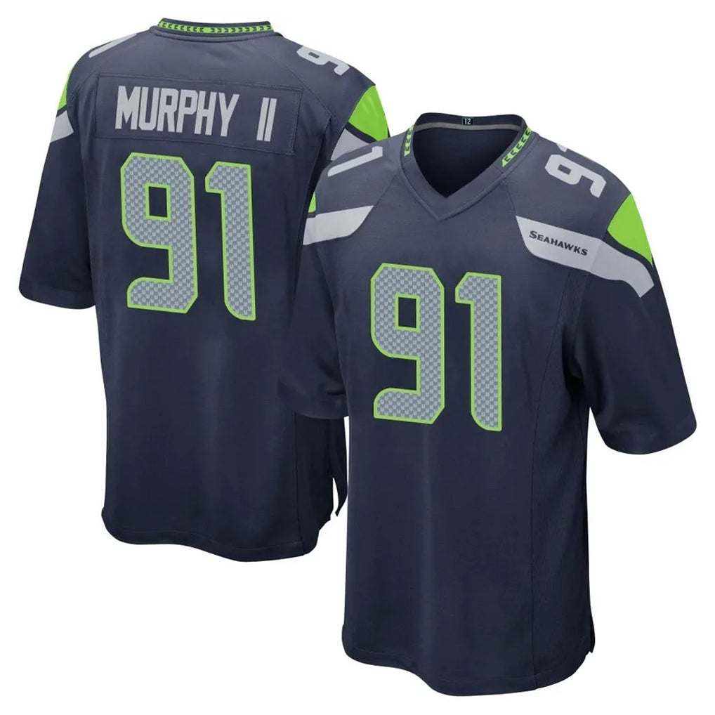 Elroe S.Seahawks #91 Byron Murphy II Player Navy Home Game Stitched Jerseys