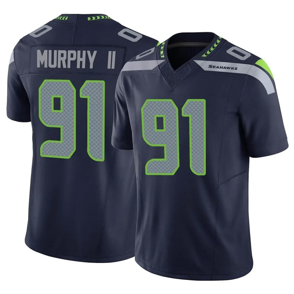 Elroe S.Seahawks #91 Byron Murphy II Player Navy Limited Vapor F.U.S.E. Home Game Stitched Jerseys