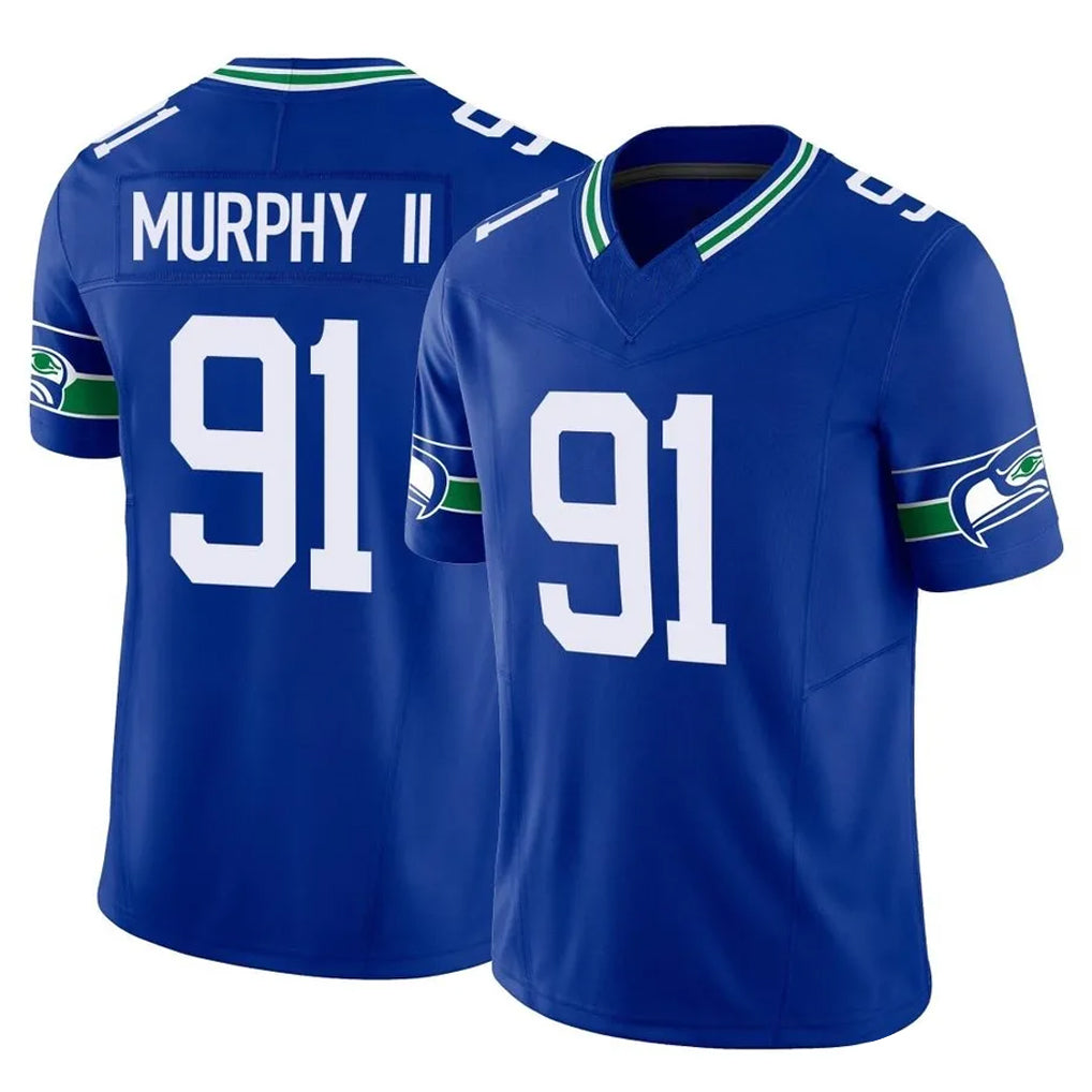 Elroe S.Seahawks #91 Byron Murphy II Player Royal Limited Throwback Vapor F.U.S.E. Home Game Stitched Jerseys