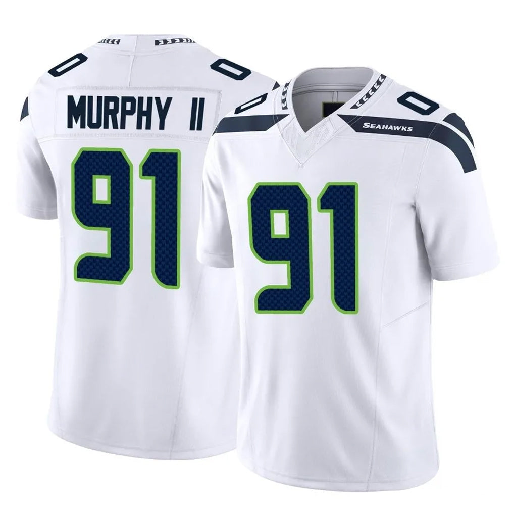 Elroe S.Seahawks #91 Byron Murphy II Player White Limited Vapor F.U.S.E. Home Game Stitched Jerseys