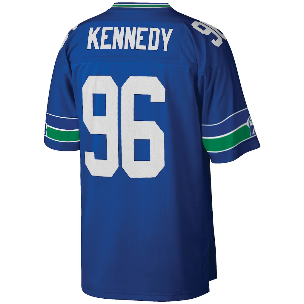 Elroe S.Seahawks #96 Cortez Kennedy Mitchell & Ness Royal Legacy Replica Jersey