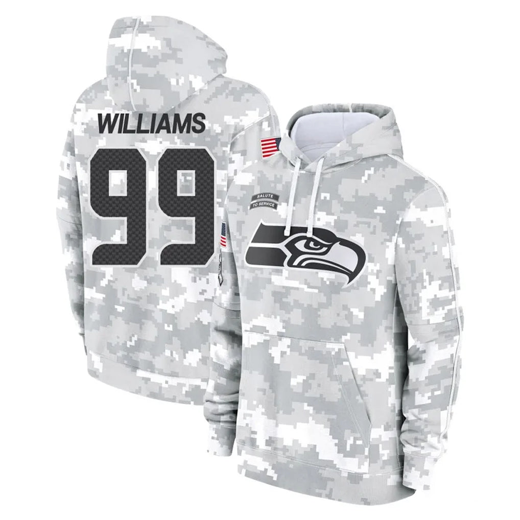 Elroe S.Seahawks #99 Leonard Williams Player Arctic Camo Limited Salute to Service Pullover Hoodies Game Stitched Jerseys