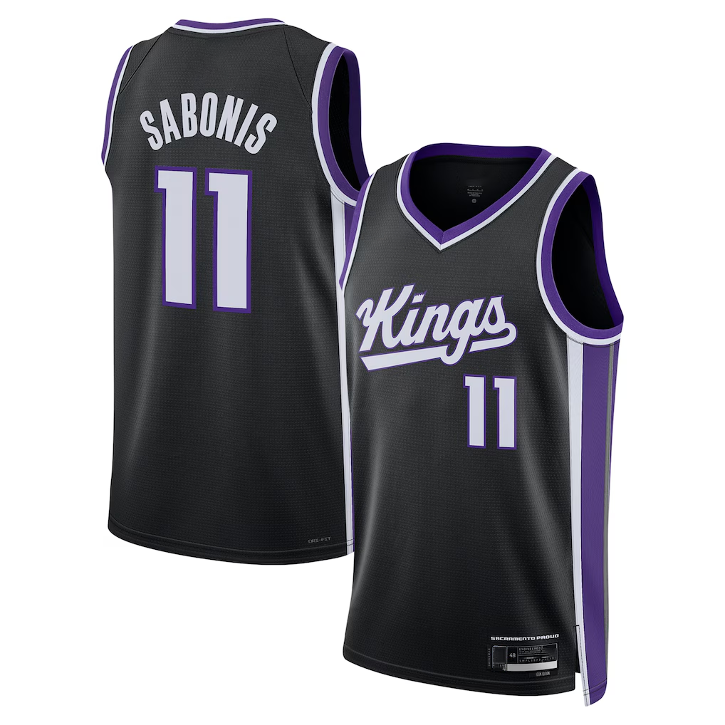 Elroe S.kings #11 Domantas Sabonis Black Swingman Player Jerseys - Icon Edition