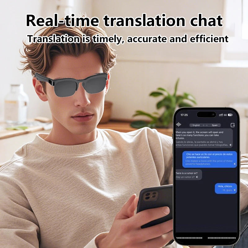 AI Smart Glasses 8MP HD Camera 8K Shooting AI Real-time Translation with Bluetooth 6.0 Earphones Call Recording Music Sunglasses