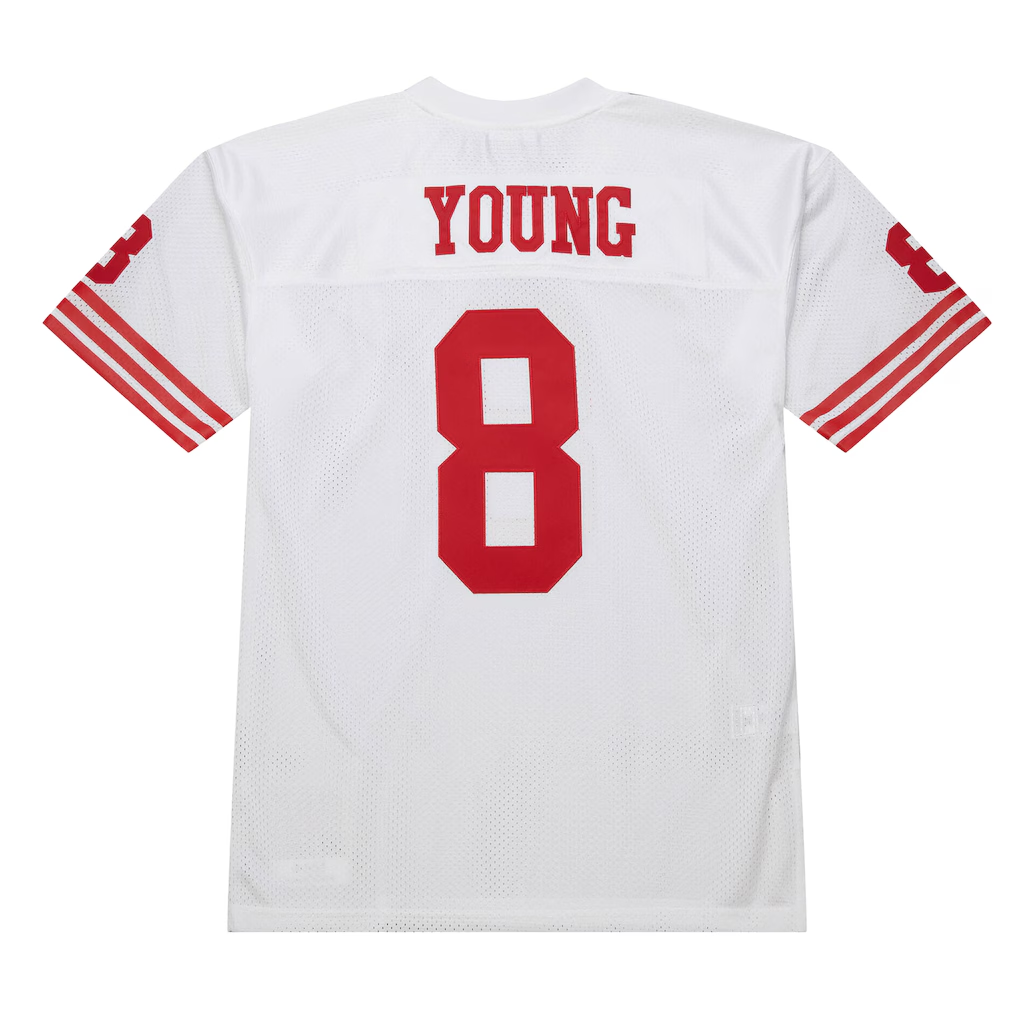 Elroe SF.49ers 1994 #8 Steve Young Mitchell & Ness White Authentic Throwback Retired Player Stitched Puhic Jersey