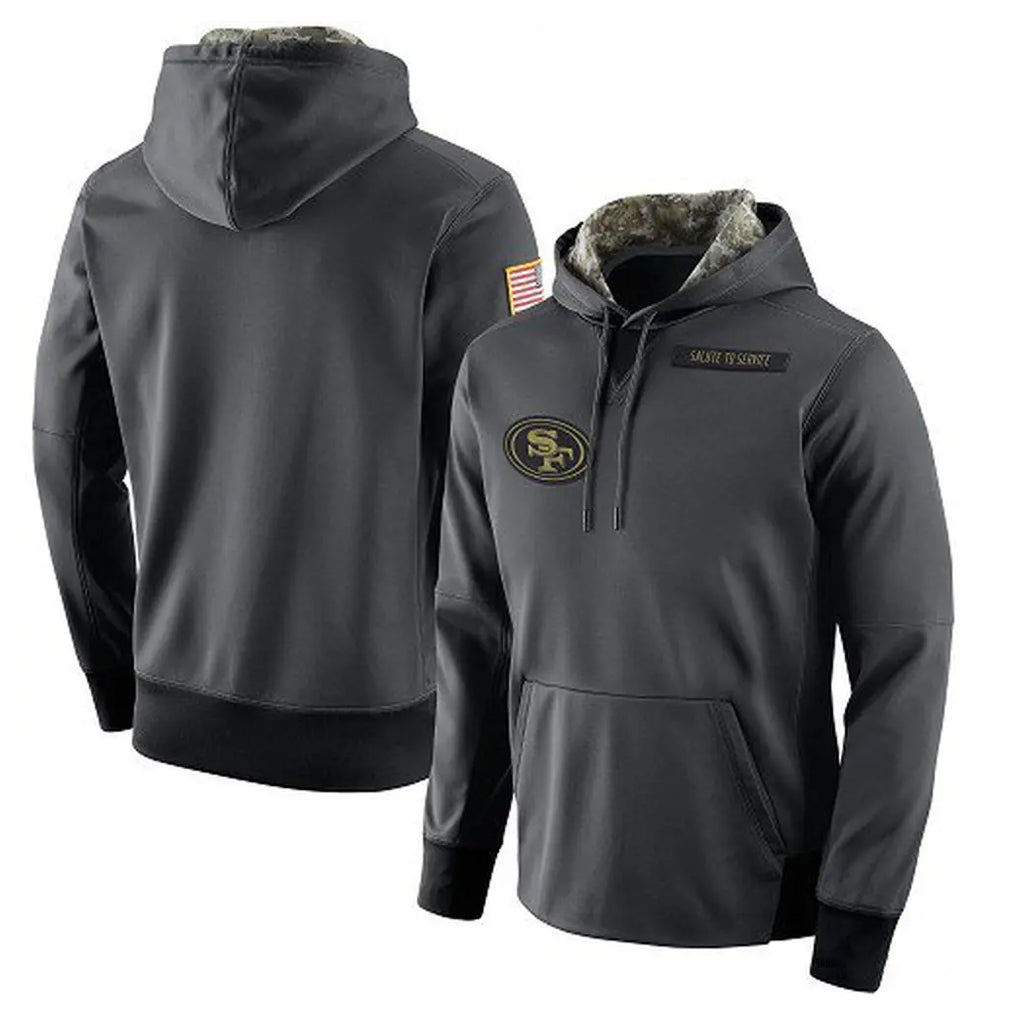 Elroe SF.49ers Anthracite Pullover Hoodies Home Game Blank Player Stitched Jerseys