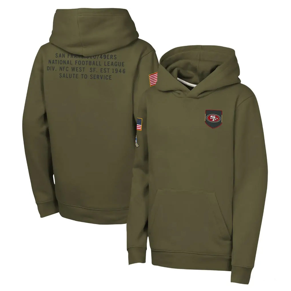 Elroe SF.49ers Olive Salute to Service Pullover Hoodies Limited Blank Player Stitched Jerseys