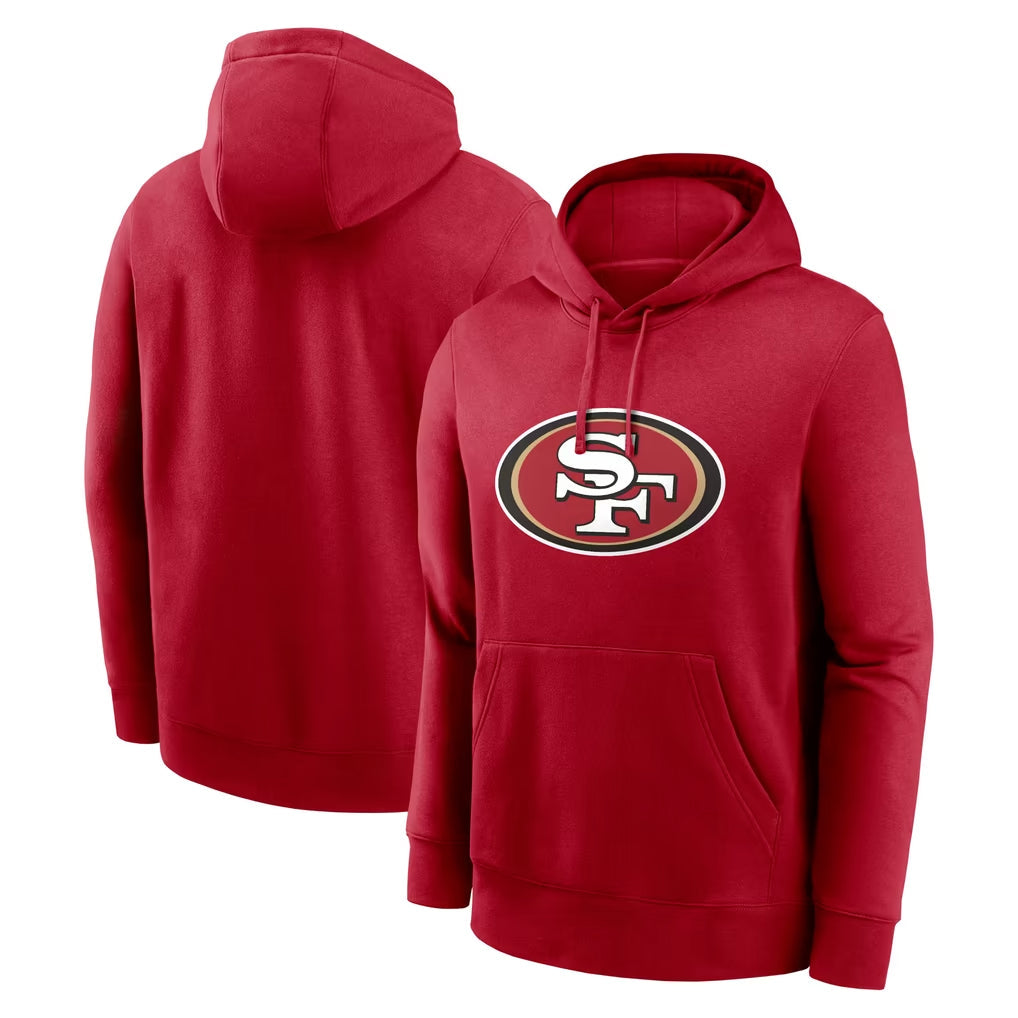 Elroe SF.49ers Red LOGO Pullover Hoodies Home Game Blank Player Stitched Jerseys