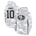 Elroe SF.49ers #10 Mac Jones Player Arctic Camo Limited Salute to Service Pullover Hoodies Game Stitched Jerseys