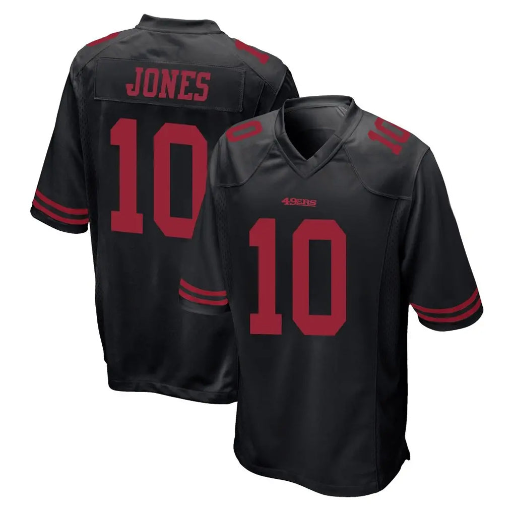 Elroe SF.49ers #10 Mac Jones Player Black Alternate Home Game Stitched Jerseys