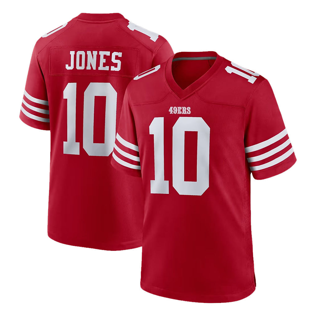 Elroe SF.49ers #10 Mac Jones Player Red Game Home Stitched Jerseys