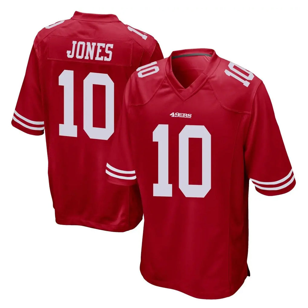 Elroe SF.49ers #10 Mac Jones Player Red Home Game Stitched Jerseys