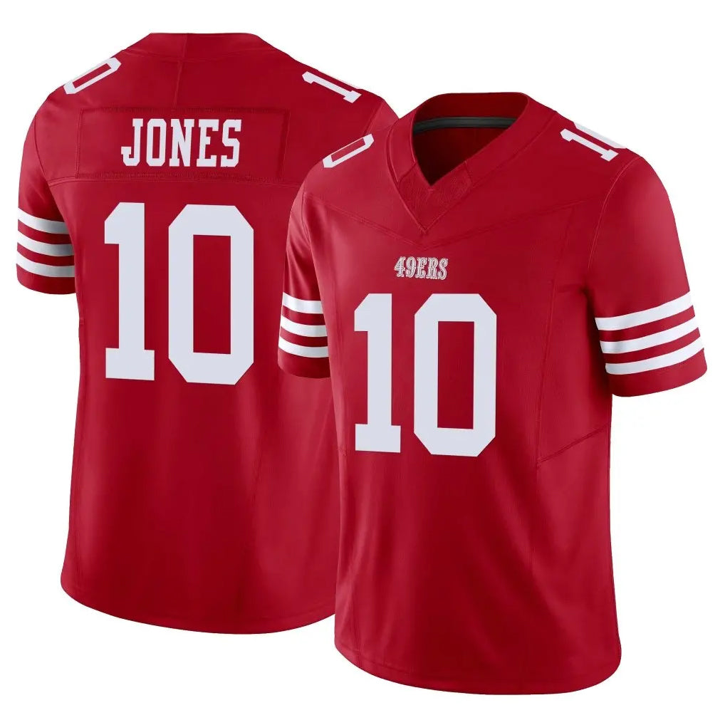 Elroe SF.49ers #10 Mac Jones Player Red Limited Vapor F.U.S.E. Home Game Stitched Jerseys