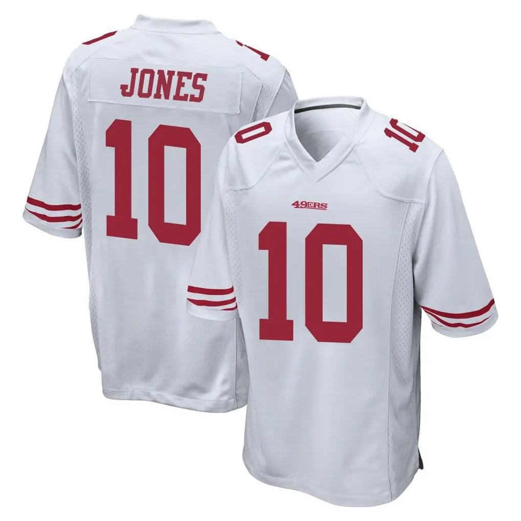 Elroe SF.49ers #10 Mac Jones Player White Home Game Stitched Jerseys